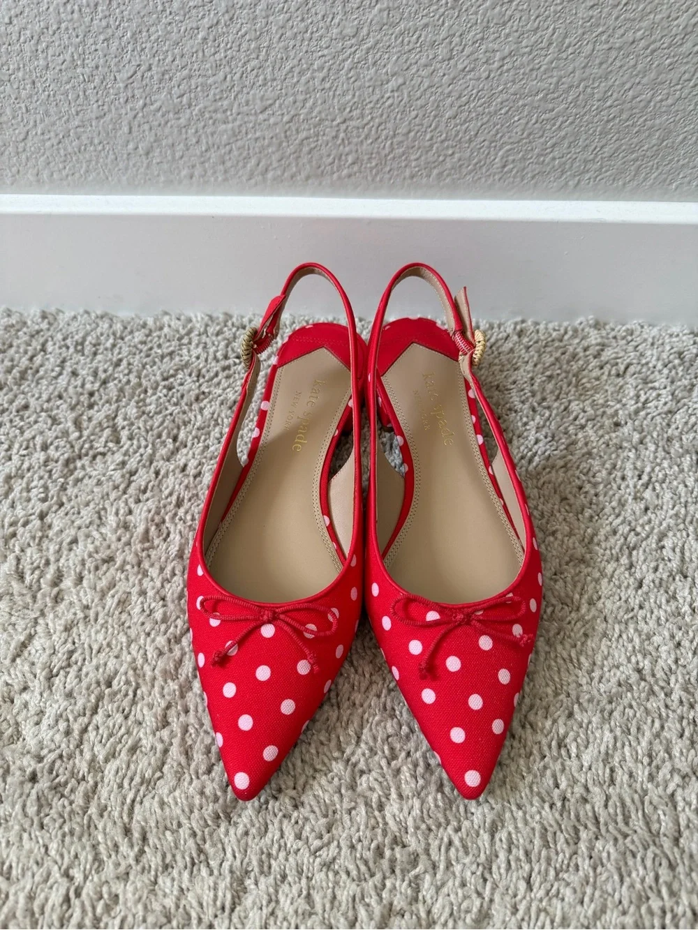 NWOT Kate Spade Red Polka Veronica Flats Size 8 - Picture 12 of 13